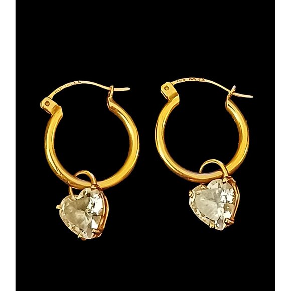 Drop Earrings Juicy Couture Heart Hoop Earrings 14k Solid Gold CZ
